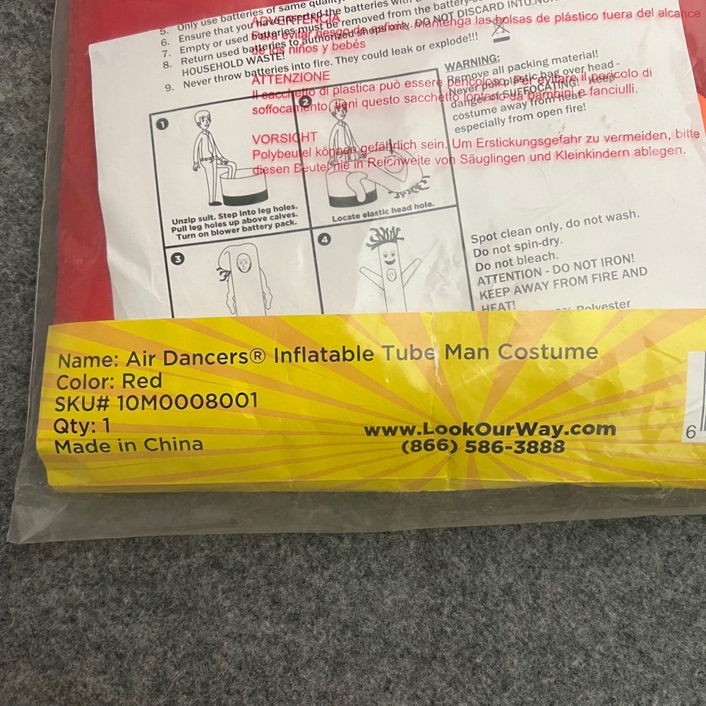 AIR DANCERS Inflatable Tube Man Halloween Costume RED NWT LookOurWay - Picture 6 of 6